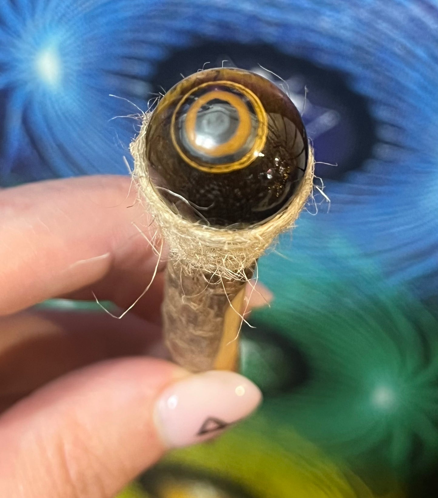 👁️ Tiger’s Eye Wooden Crystal Pen | Protection, Focus & Confidence