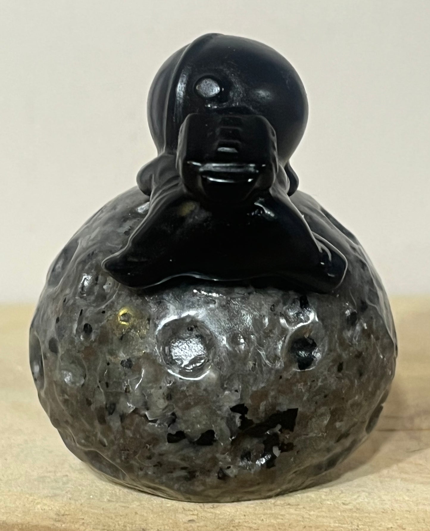 Yooperlite “Cosmic Protector” with Obsidian Astronaut
