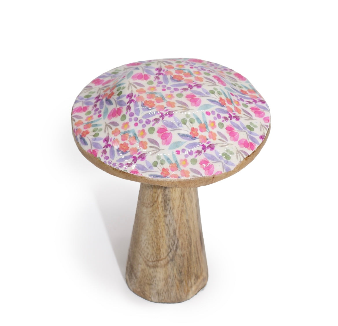 🌸 Pretty Floral Wooden Mushroom | Whimsical Home Decor