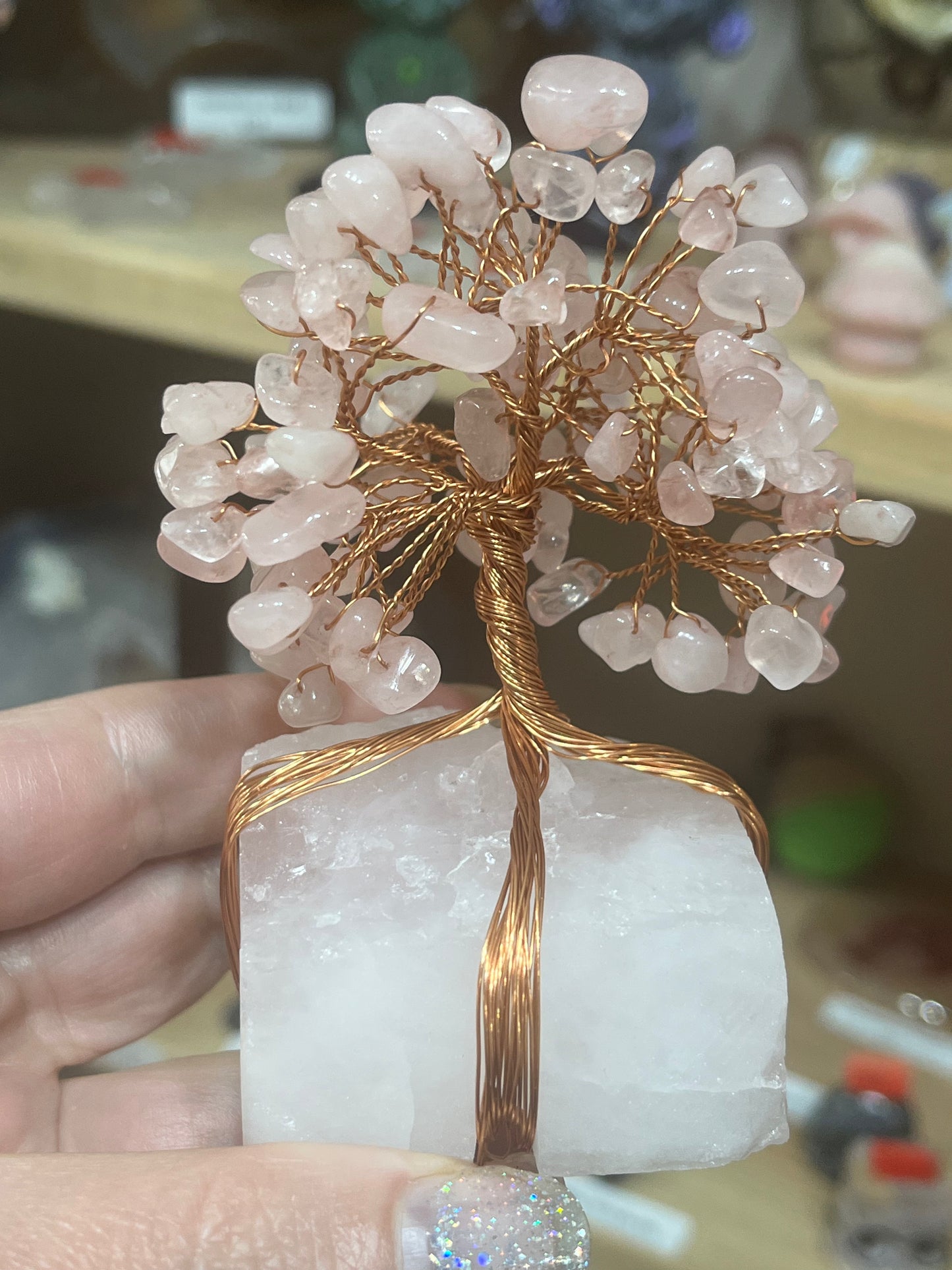🌸🌳 Rose Quartz Crystal Tree on Rose Quartz Base 🌳