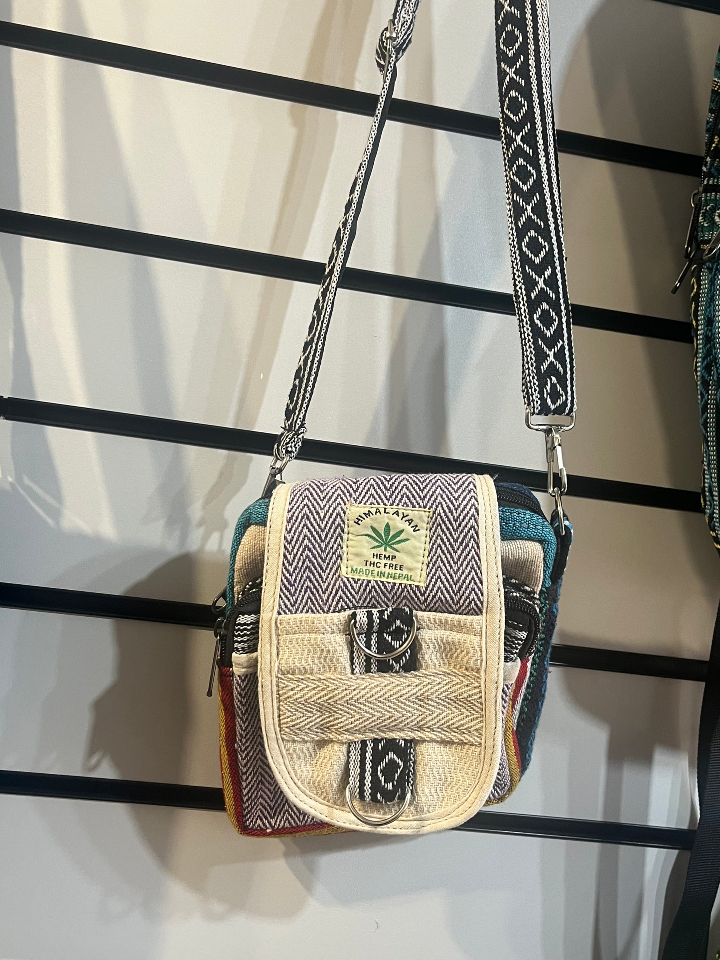 Himalayan Hemp Mini Sling Bag – Colourful Woven Pattern – £14.95
