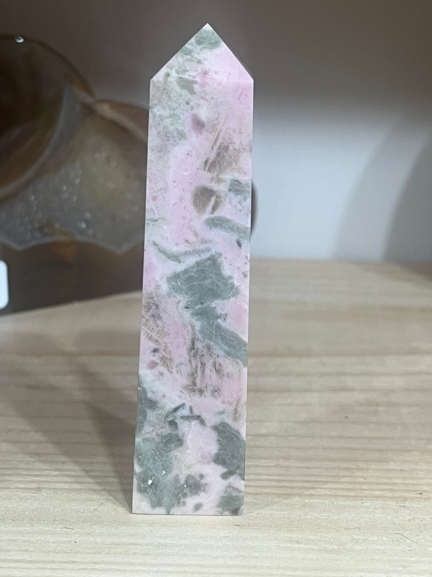 💗 Pink Opal with Green Tourmaline Tower