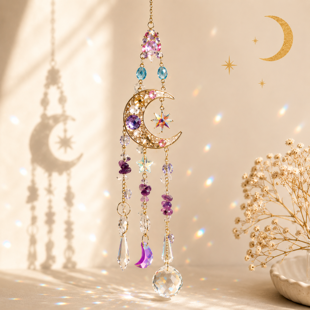 🌙 Moon Crystal Suncatcher | Rainbows, Intuition & Magic 🌙