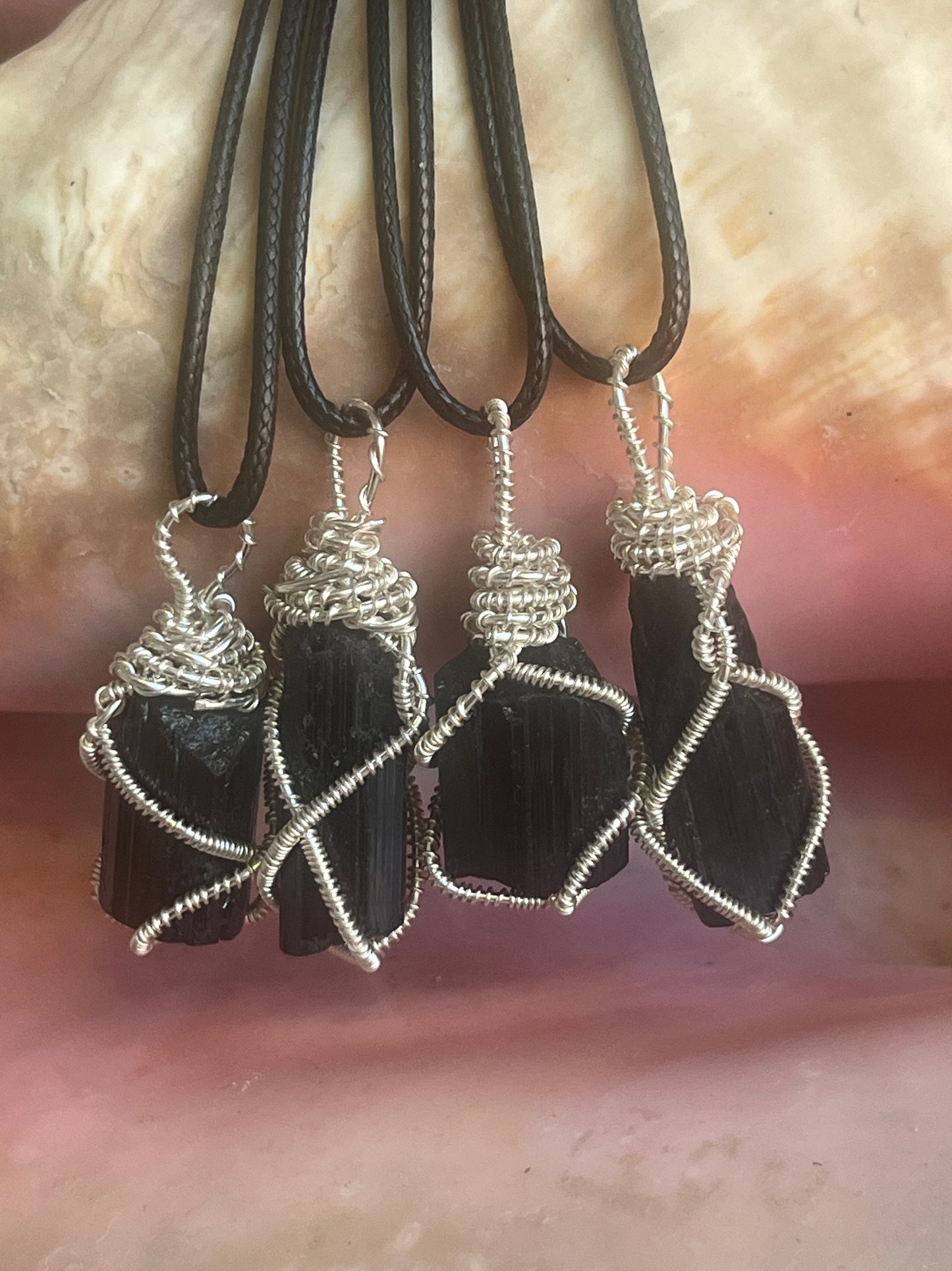 🖤 Hand Wire Wrapped Black Tourmaline Necklace | Protection • Grounding • Strength
