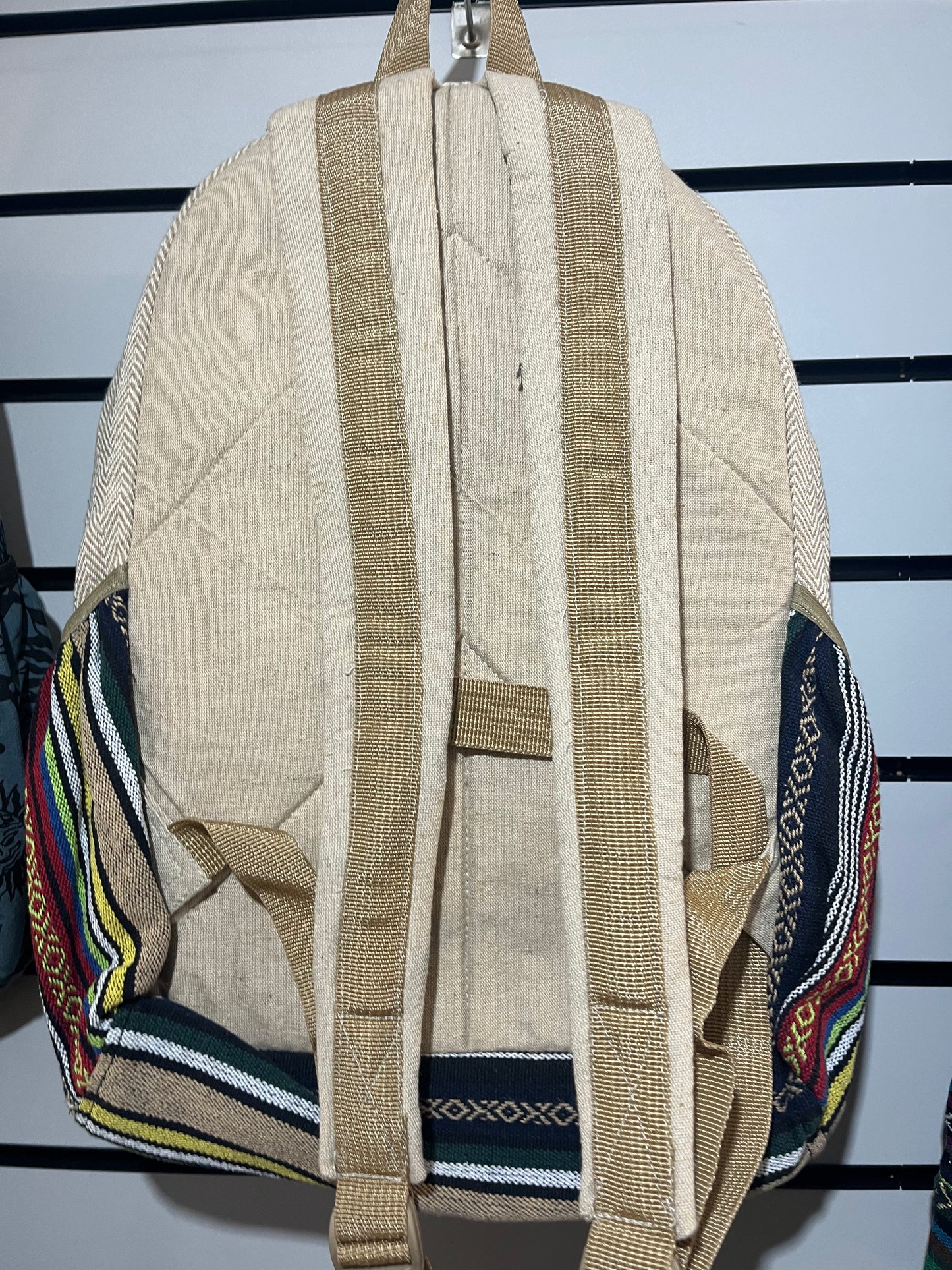 Handmade Nepal Hemp Backpack – Mushroom & Snail Artwork