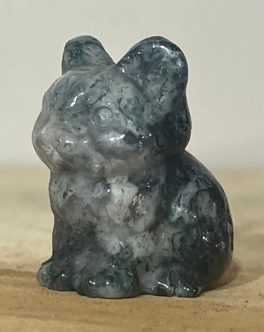 Moss Agate Cat with Druzy Pocket – Symbol of Growth, Balance & Nature’s Magic