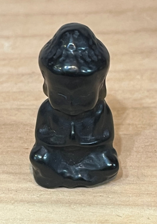 Gold sheen obsidian crystal buddha carving