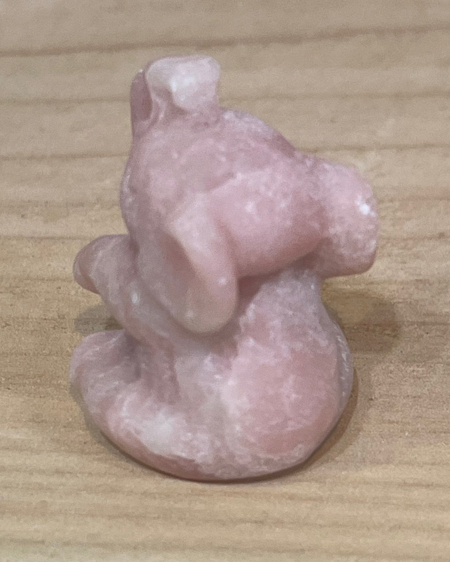 Elephant crystal carving: pink opal