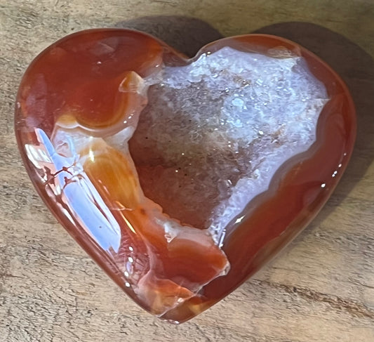 Carnelian Agate Druzy Heart for Confidence & Motivation