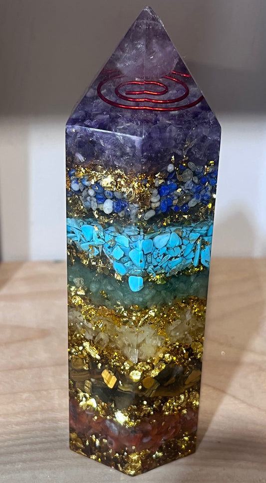 🌈 7 Chakra Orgone Crystal Tower | Amethyst Point