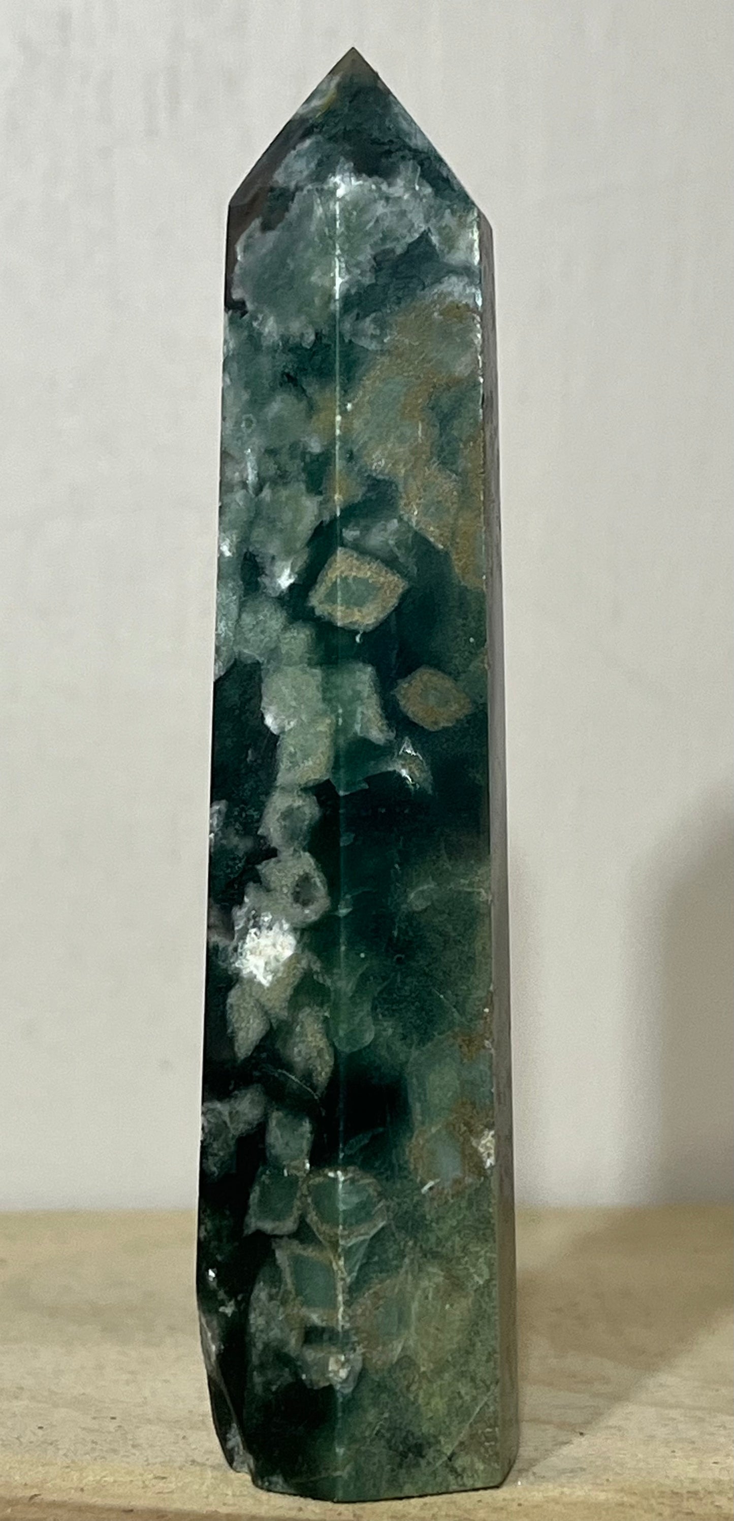 Moss Agate Tower – Emotional Balance • New Beginnings • Heart Chakra