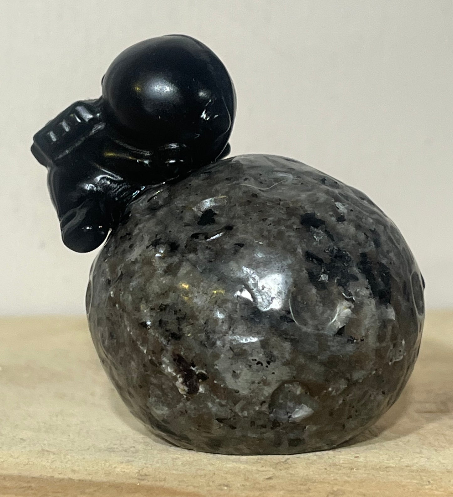 Yooperlite “Cosmic Protector” with Obsidian Astronaut