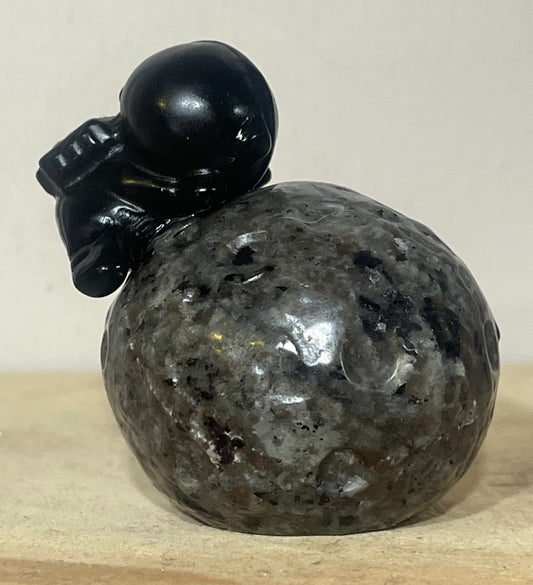 Yooperlite “Cosmic Protector” with Obsidian Astronaut