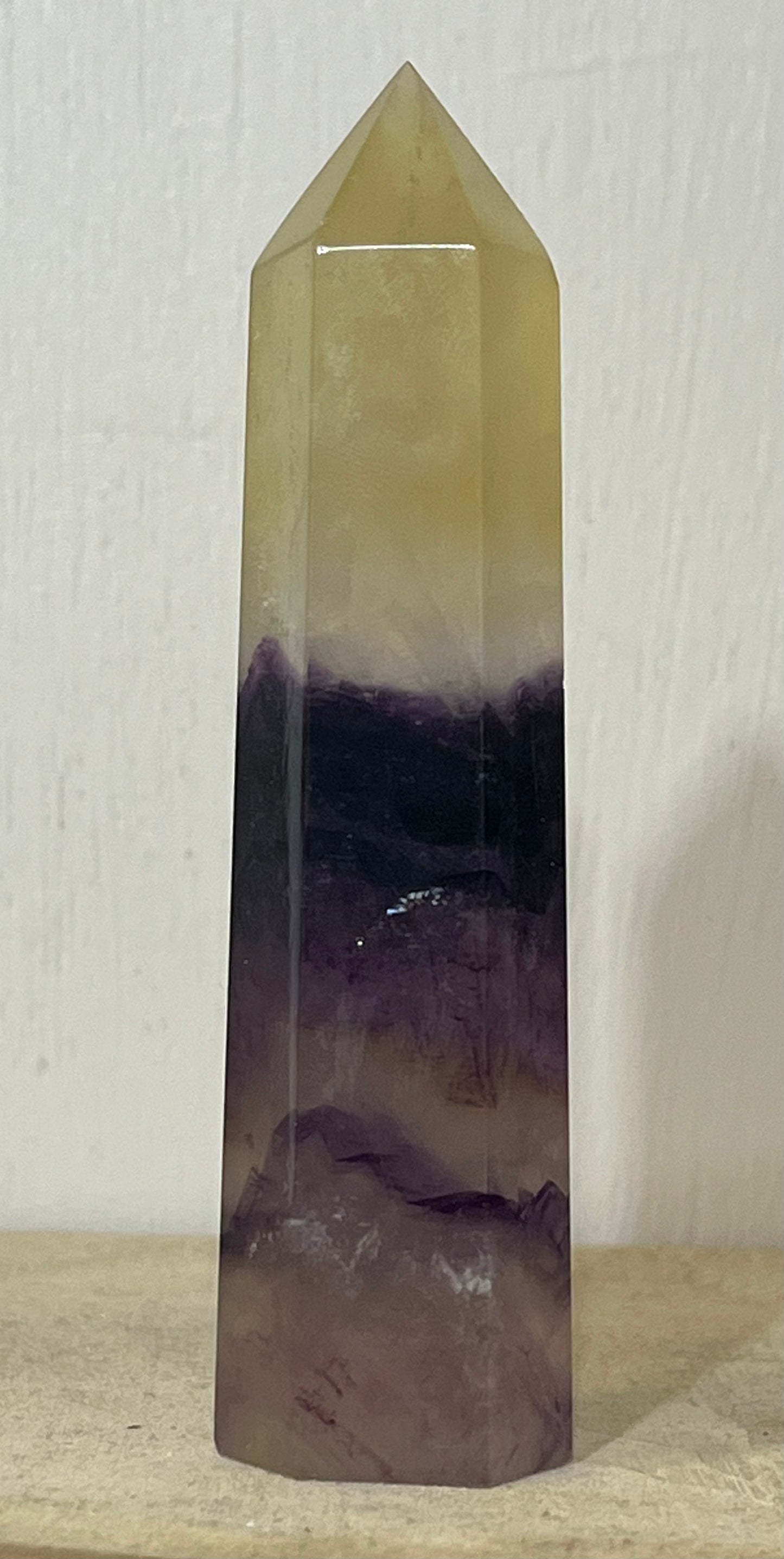 Yellow & Purple Fluorite Tower – Clarity, Balance & Higher Guidance