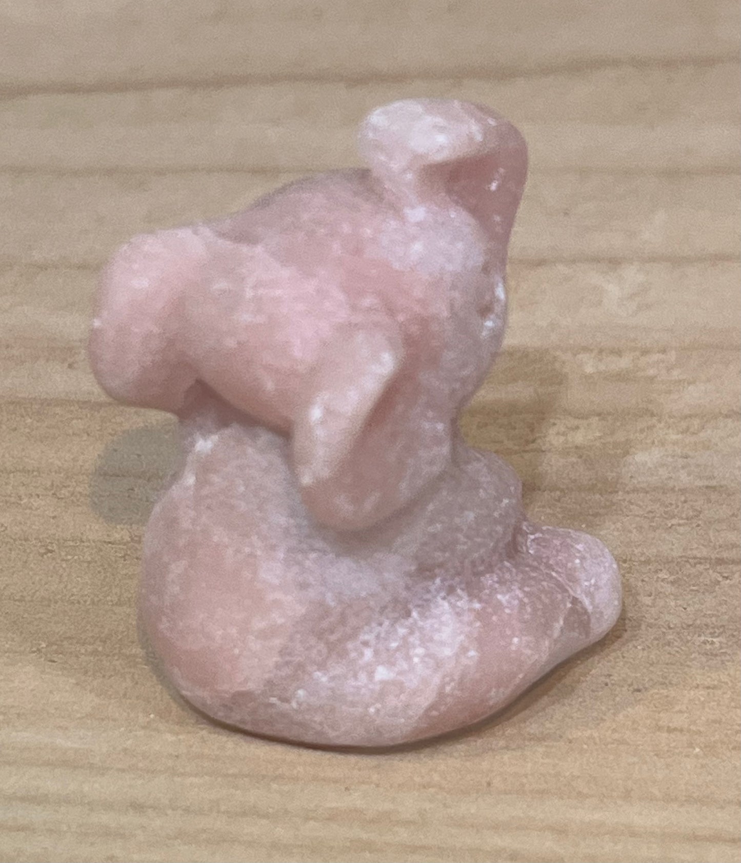 Elephant crystal carving: pink opal