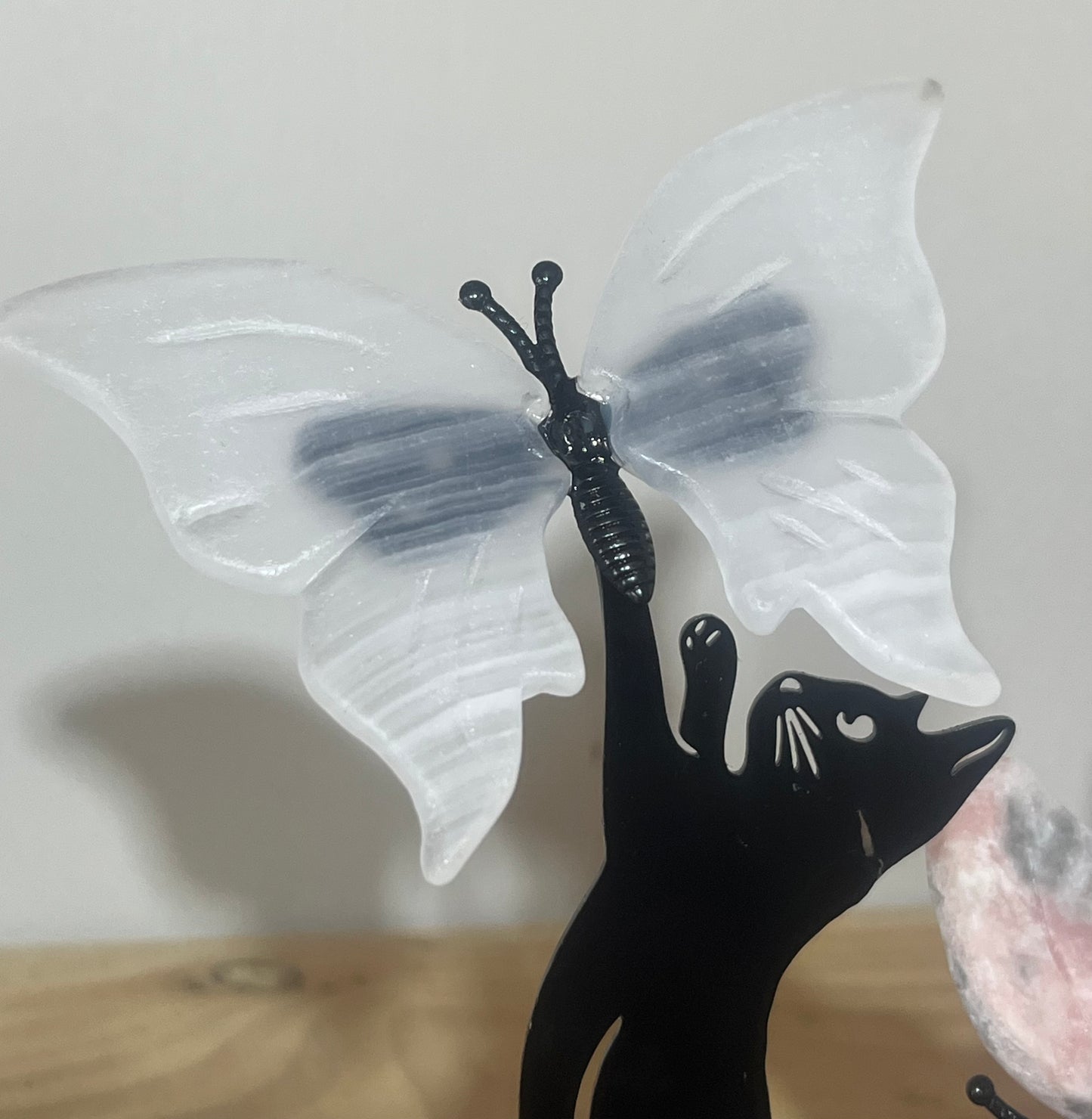 Butterfly Crystal Display | Transformation & Heart Healing | 15cm Tall 🦋💗🐈✨