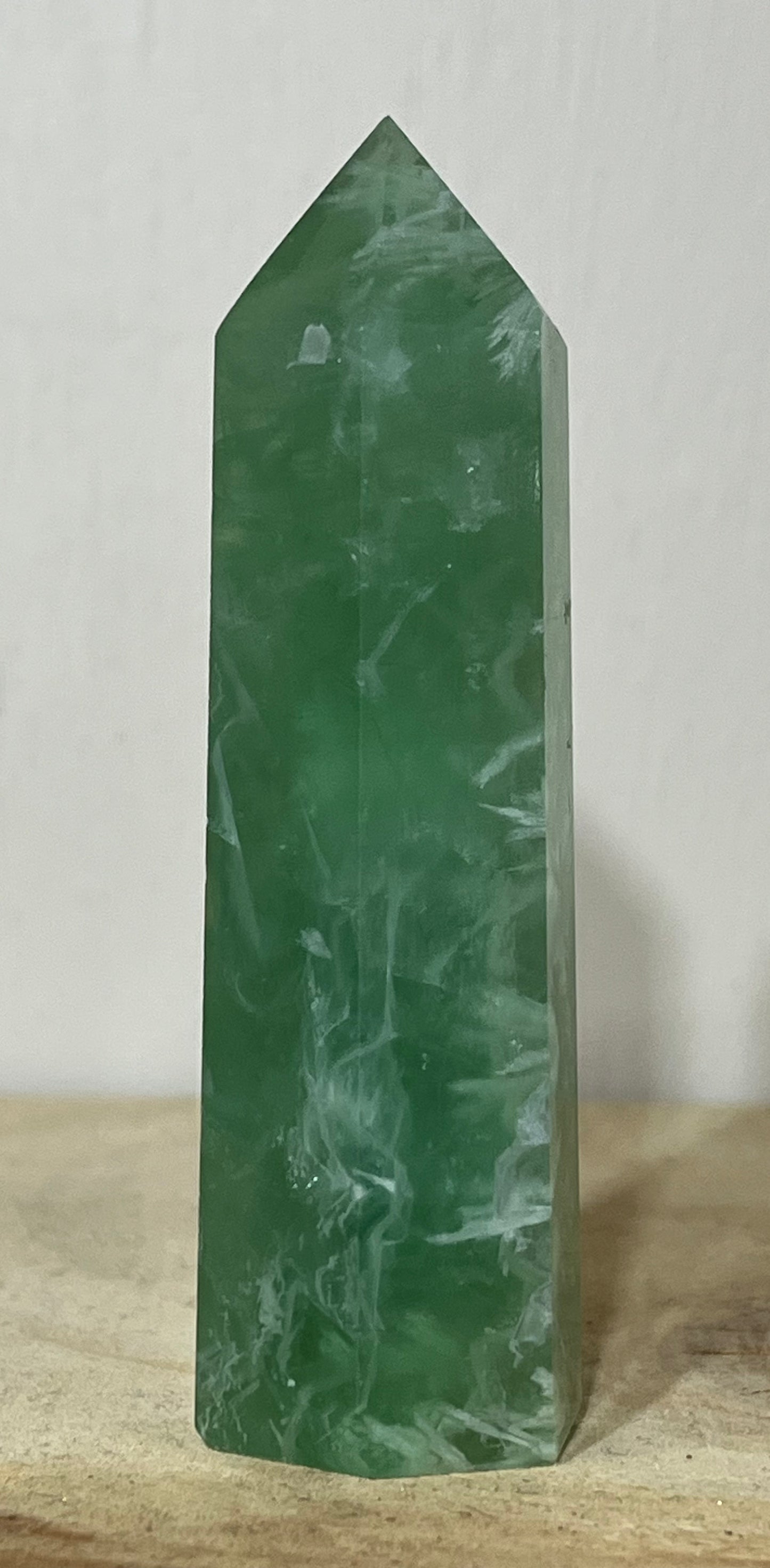 💚 Feather Fluorite Tower — Heart Healing & Emotional Soothing