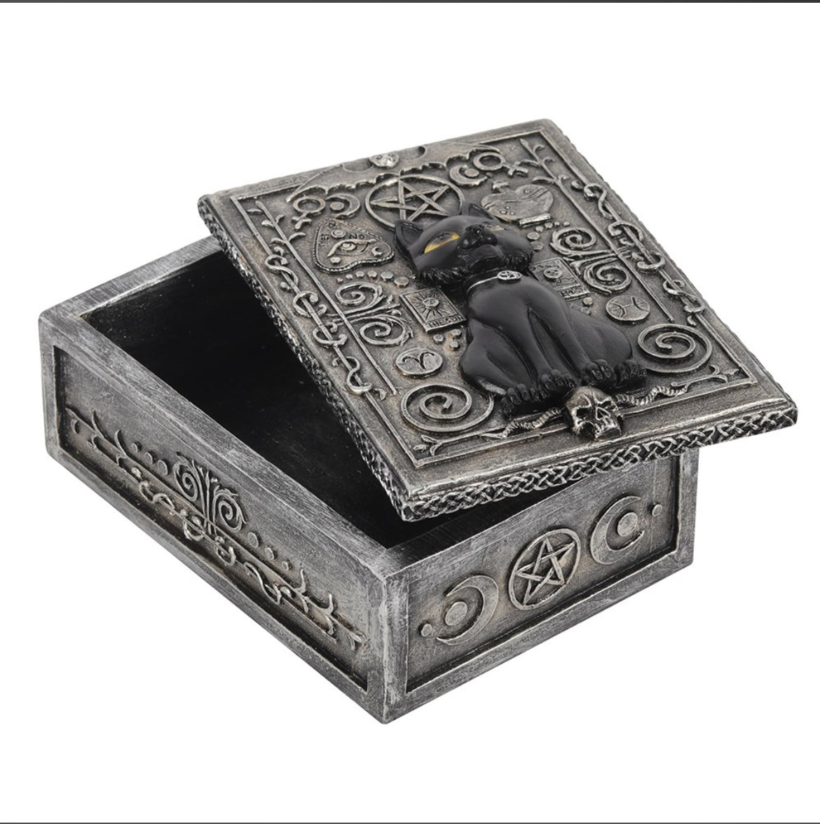 Gothic black cat resin storage box