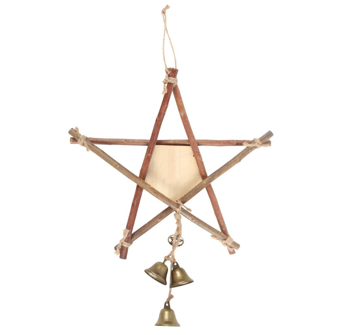 30cm witches welcome willow pentagram sign with bells