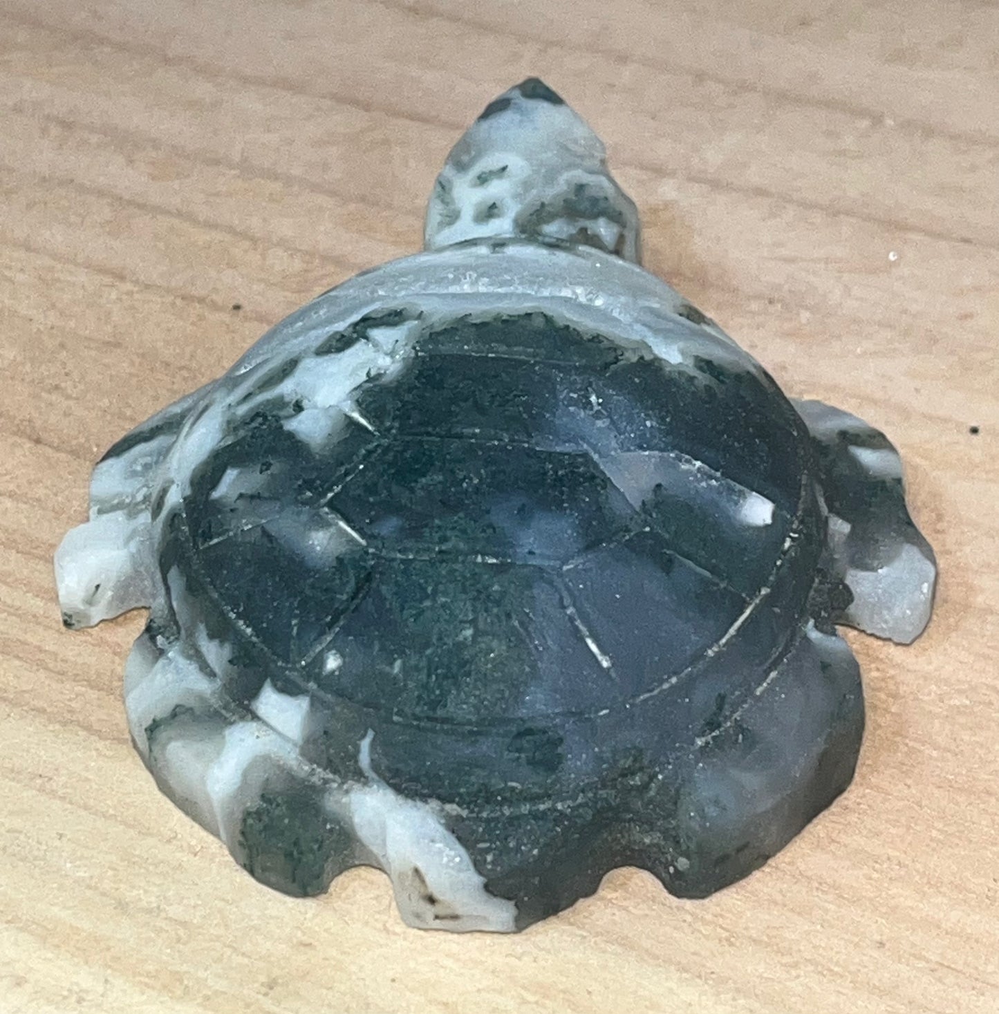 Moss agate crystal turtle