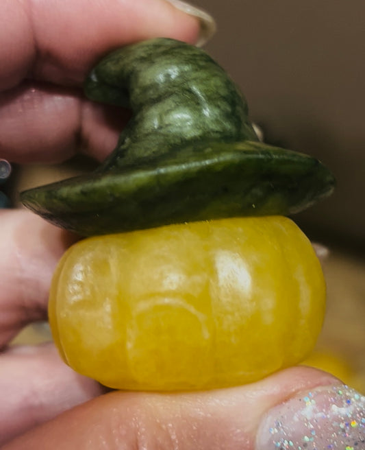 Witchy Pumpkin Carving – Green Jade & Orange Calcite