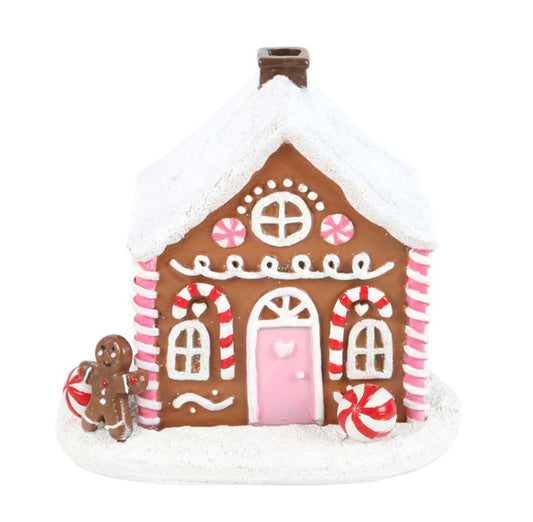 Pink gingerbread house incense cone burner