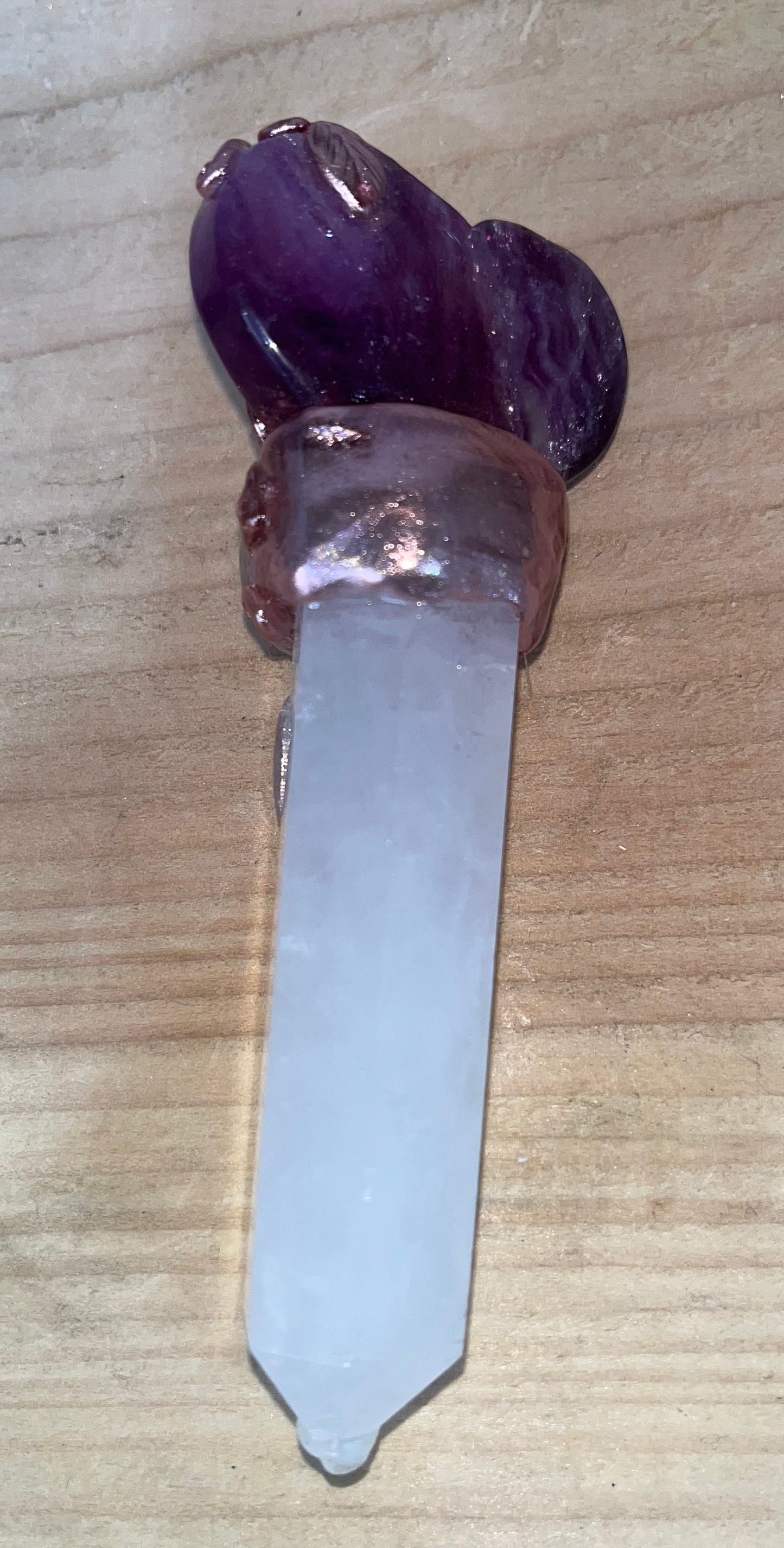 Crystal wand: fluorite/rose quartz