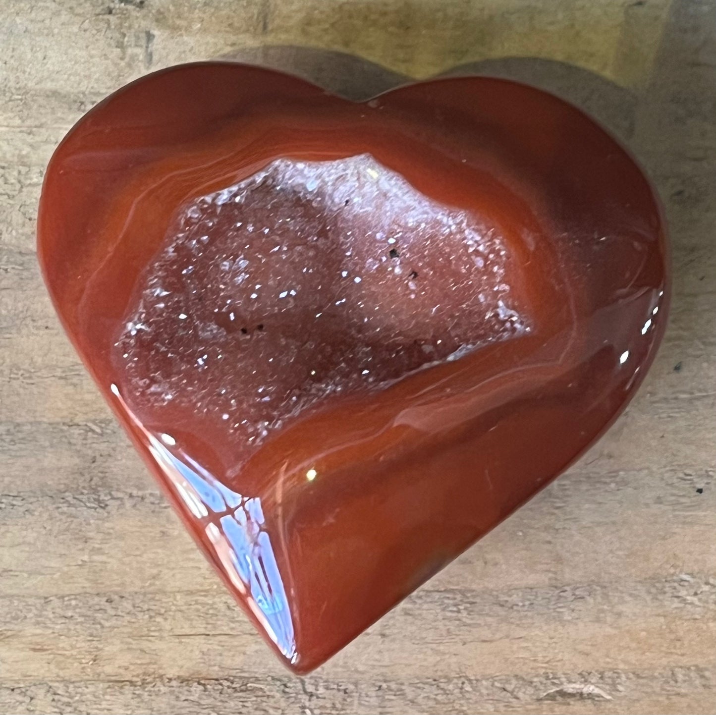 Carnelian Agate Druzy Heart for Confidence & Vitality
