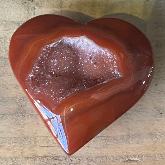 Carnelian Agate Druzy Heart for Confidence & Vitality