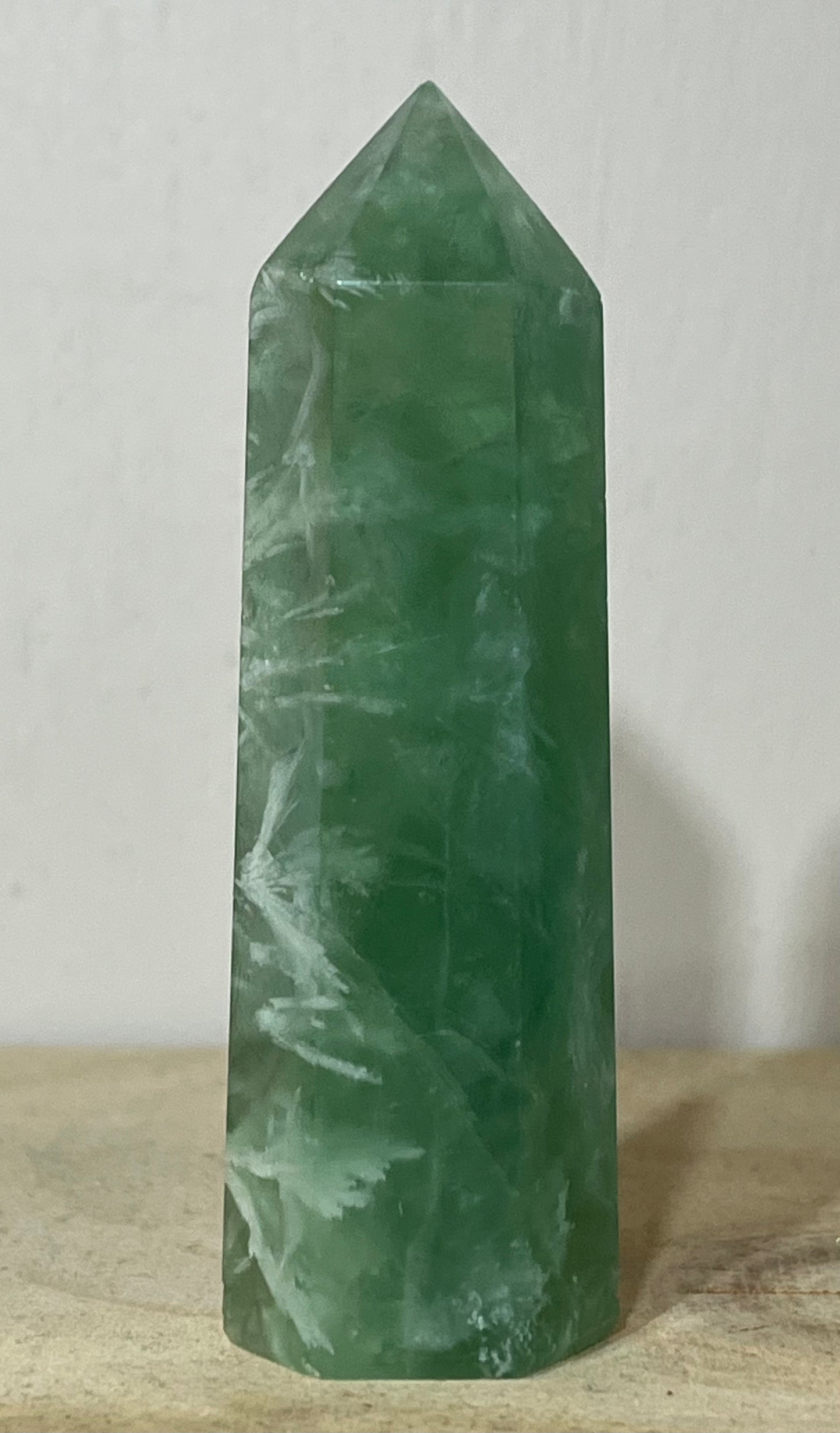 💚 Feather Fluorite Tower — Heart Healing & Emotional Soothing