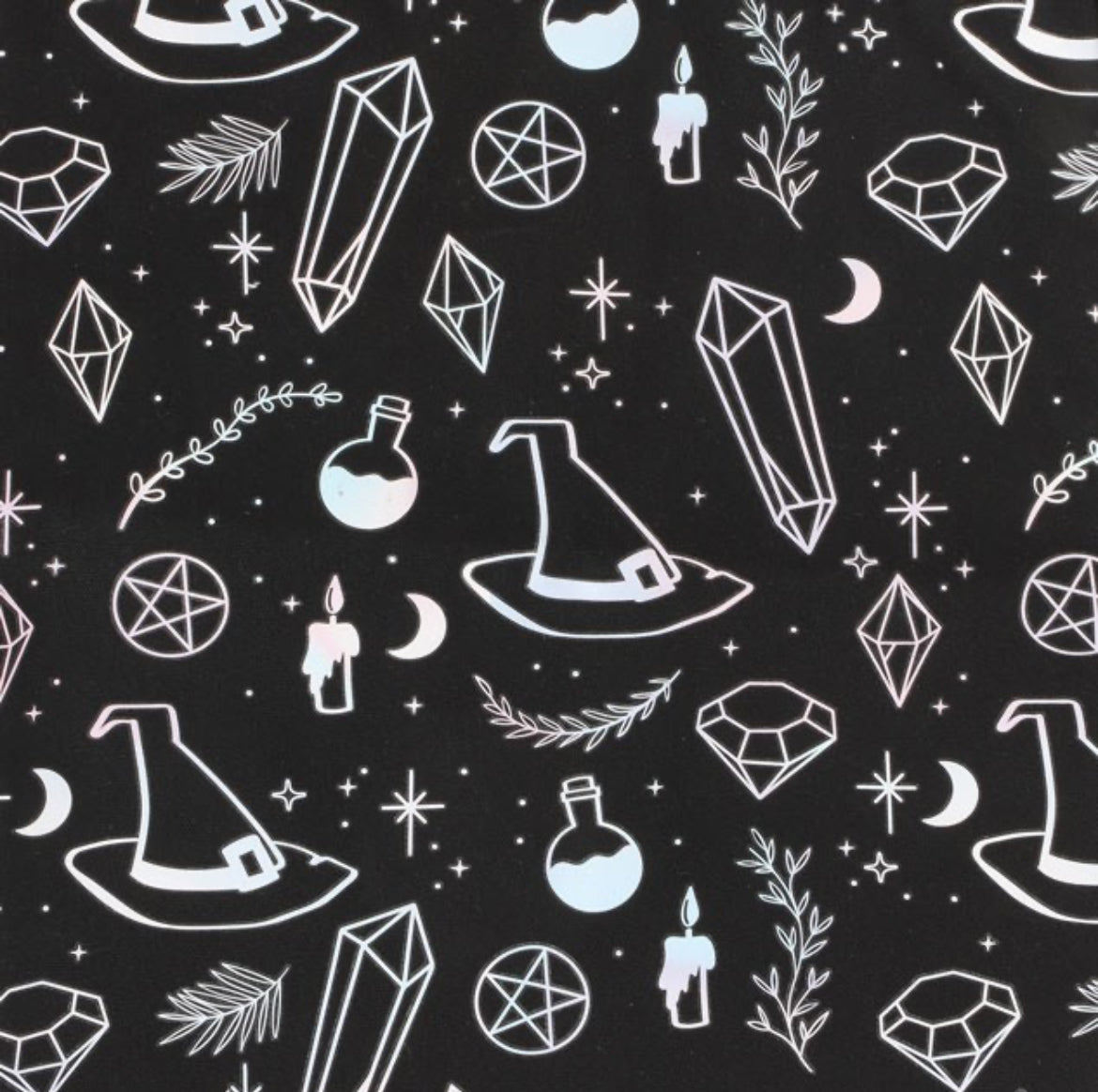 Crystal witch print polycotton tote bag