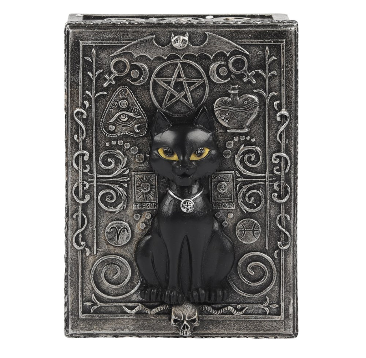 Gothic black cat resin storage box