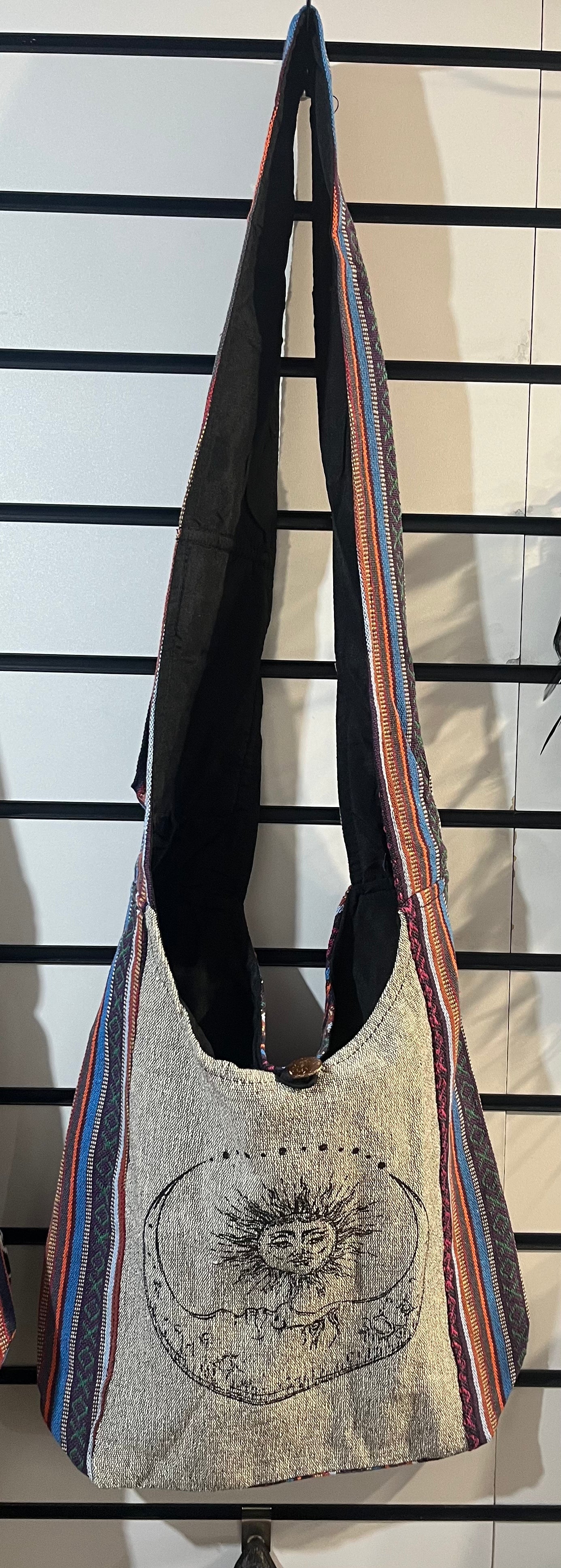 🌞🌙 Handmade Sun & Moon Nepal Woven Sling Bag
