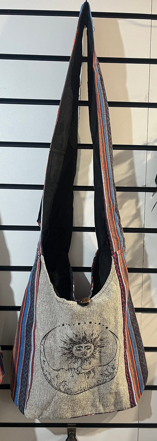 🌞🌙 Handmade Sun & Moon Nepal Woven Sling Bag