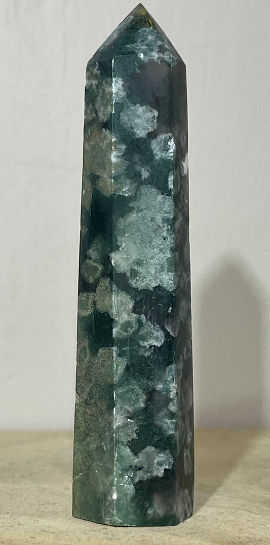 Moss Agate Tower – Emotional Balance • New Beginnings • Heart Chakra