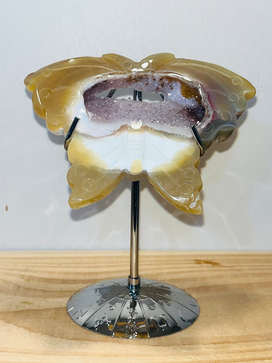 Butterfly On Stand: Amethyst/Agate