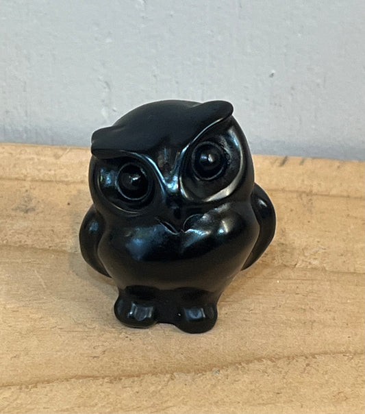 Black obsidian crystal owl