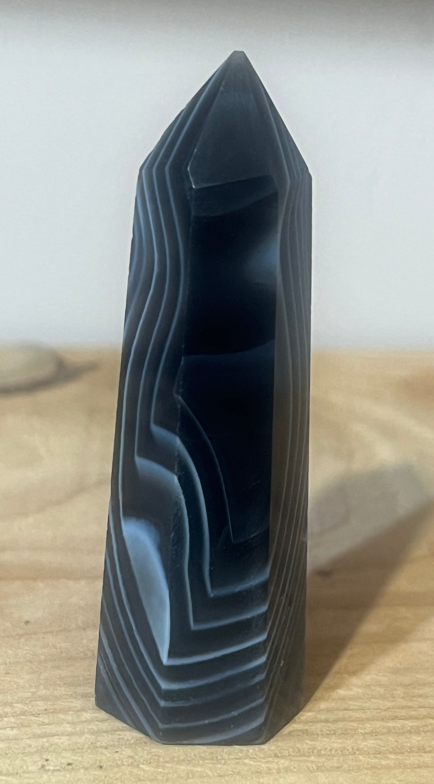 🖤 Black Banded Agate Tower | Protection, Grounding & Strength 🛡️