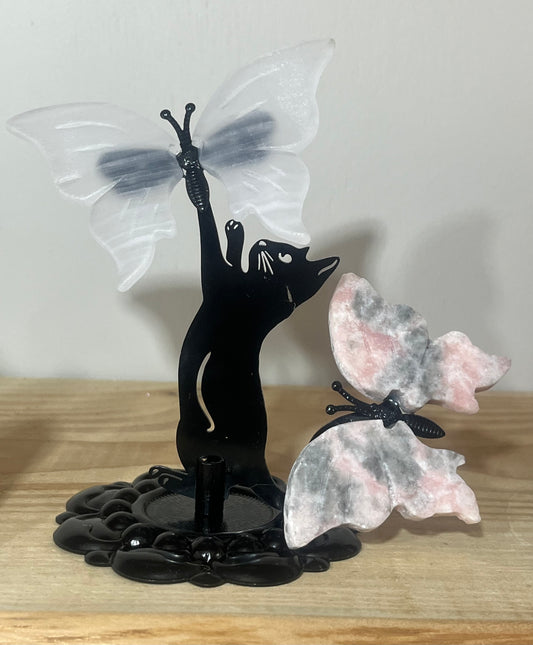 Butterfly Crystal Display | Transformation & Heart Healing | 15cm Tall 🦋💗🐈✨