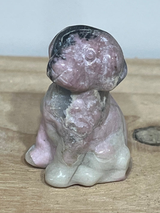 Peruvian Rhodonite Dog Carving – Stone of Love & Emotional Healing