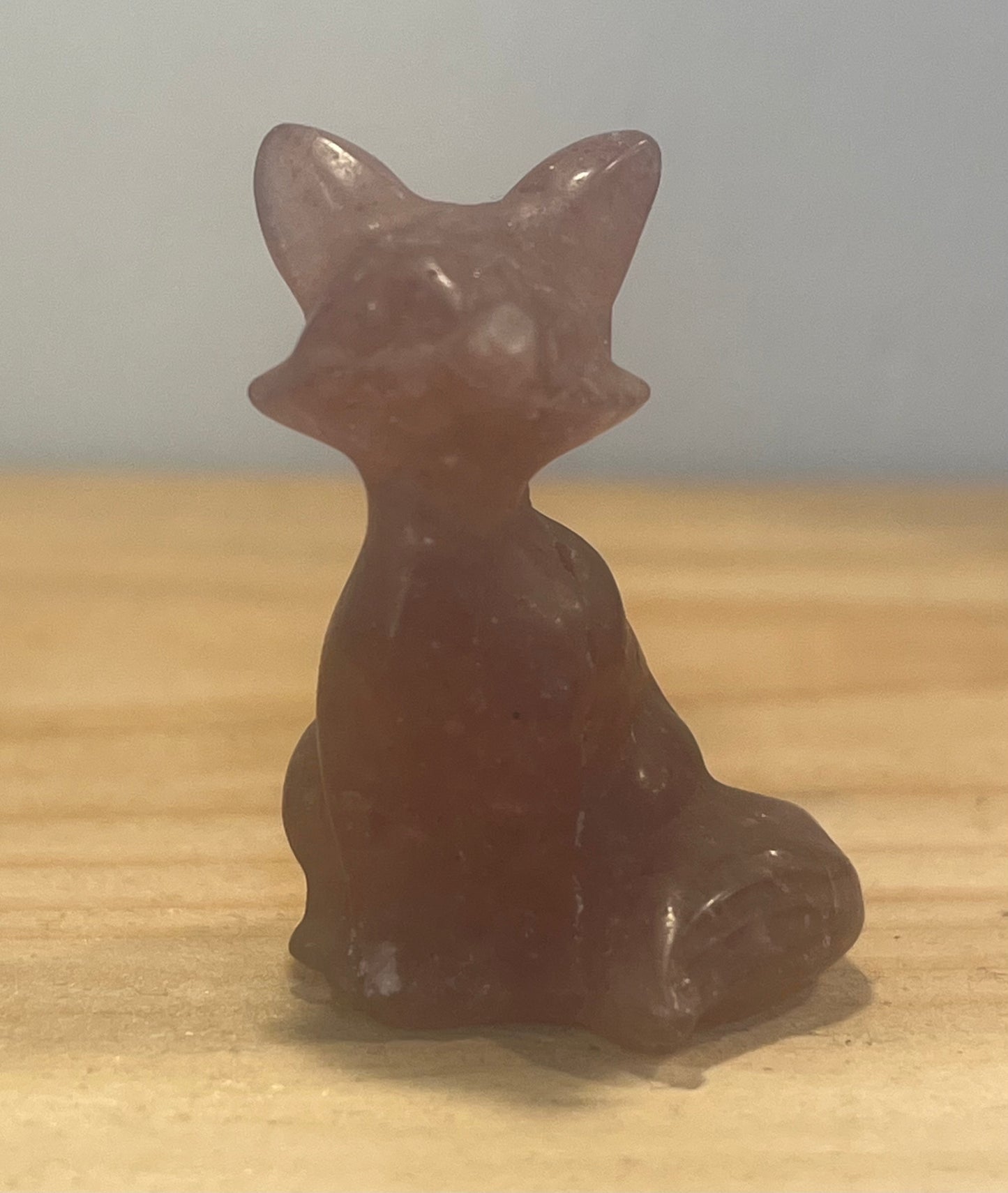 🦊 Strawberry Quartz Crystal Fox – Love • Joy • Harmony