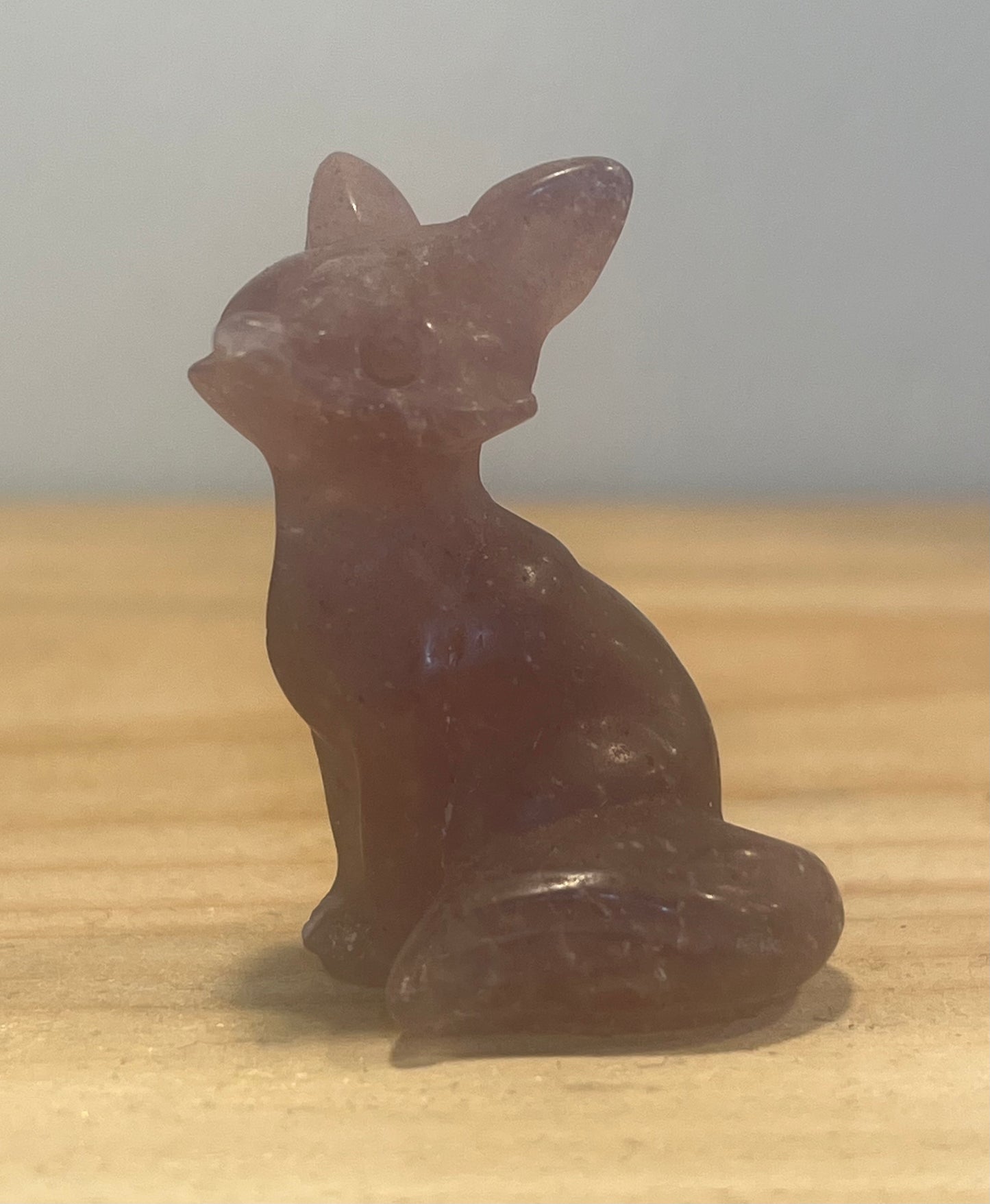 🦊 Strawberry Quartz Crystal Fox – Love • Joy • Harmony