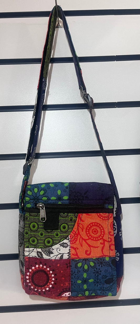 🌈 Handmade Patchwork Hemp Shoulder Bag | Nepalese Boho Crossbody