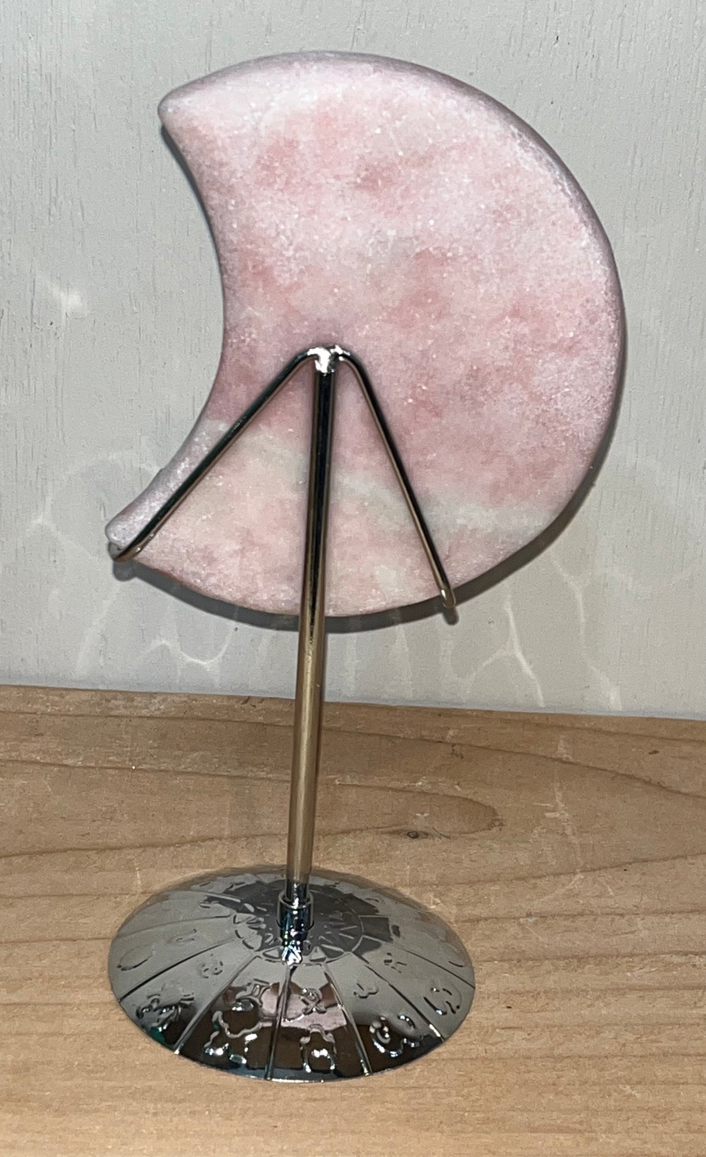 Pink opal crystal moon with stand