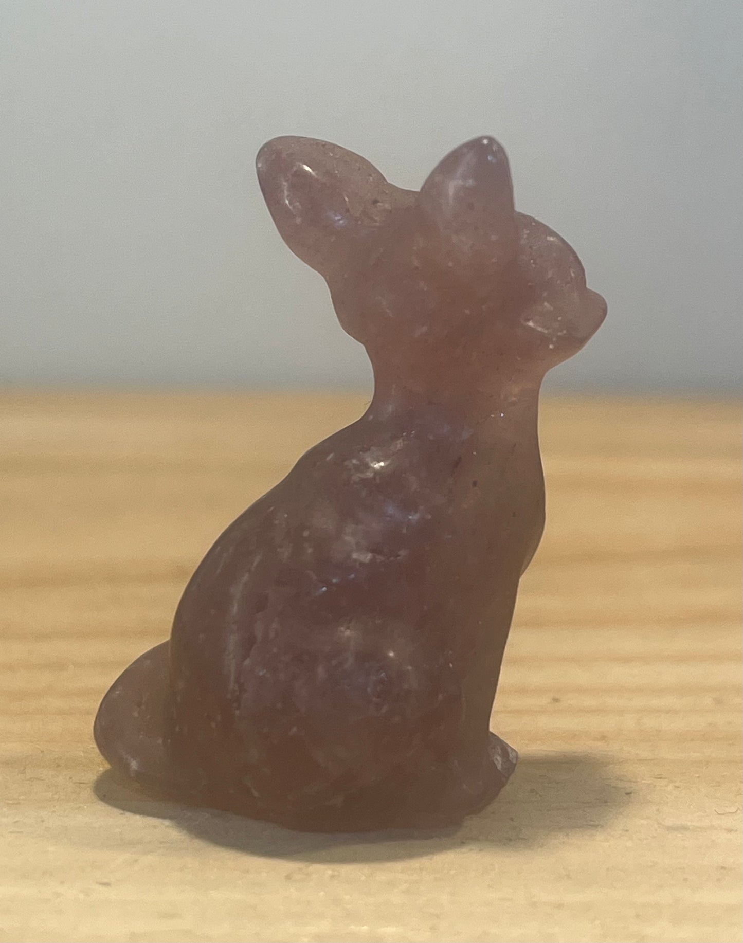 🦊 Strawberry Quartz Crystal Fox – Love • Joy • Harmony