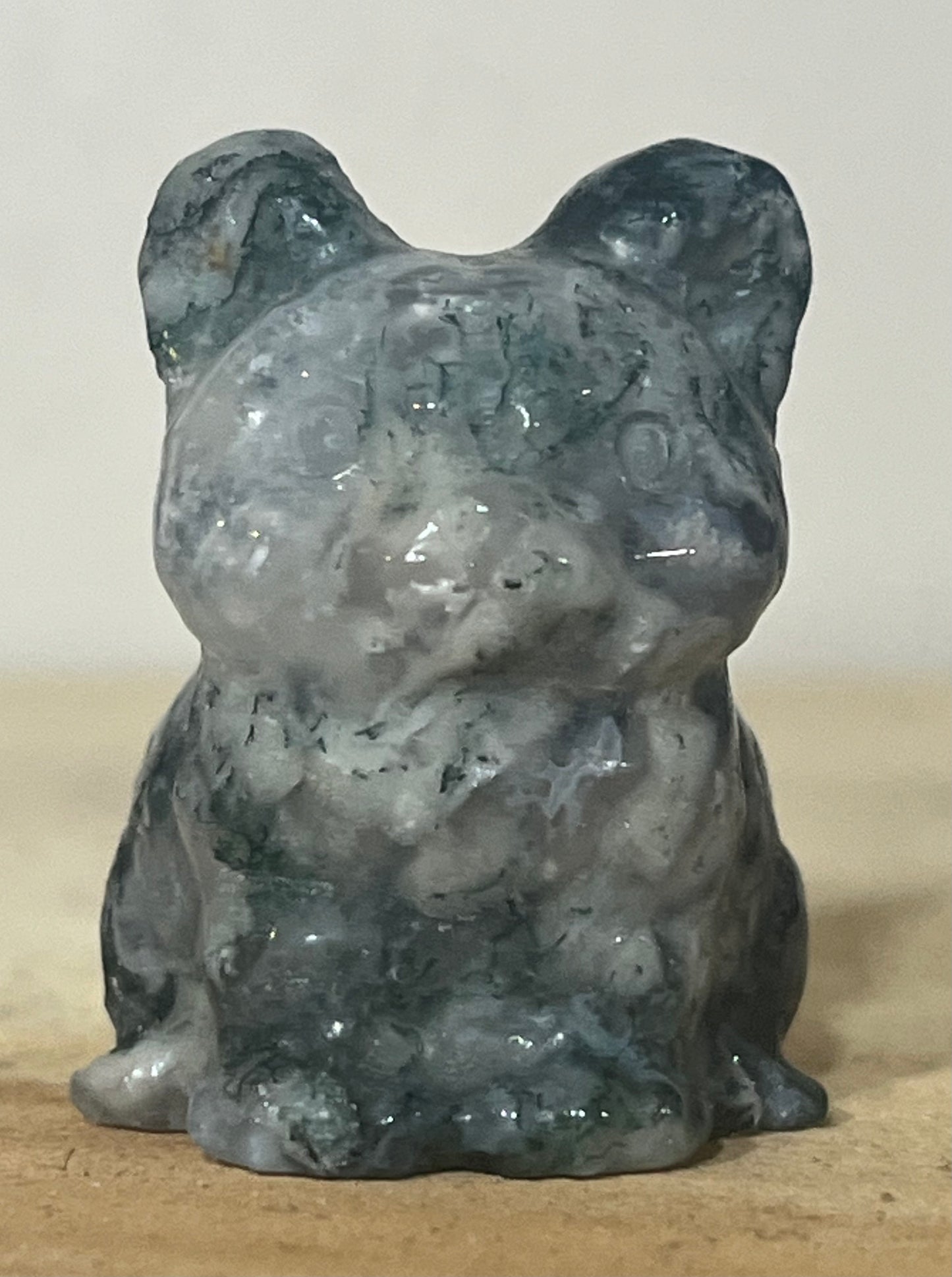 Moss Agate Cat with Druzy Pocket – Symbol of Growth, Balance & Nature’s Magic