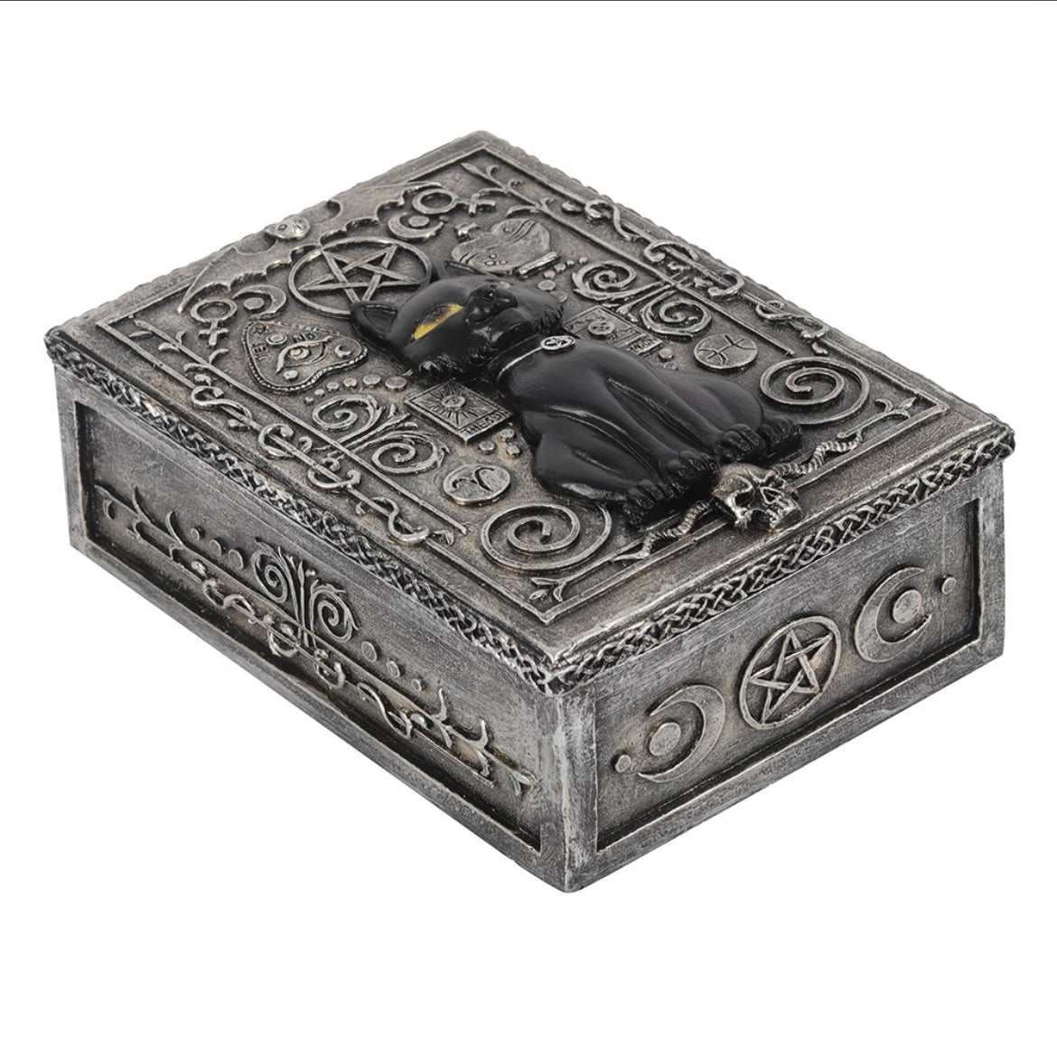 Gothic black cat resin storage box