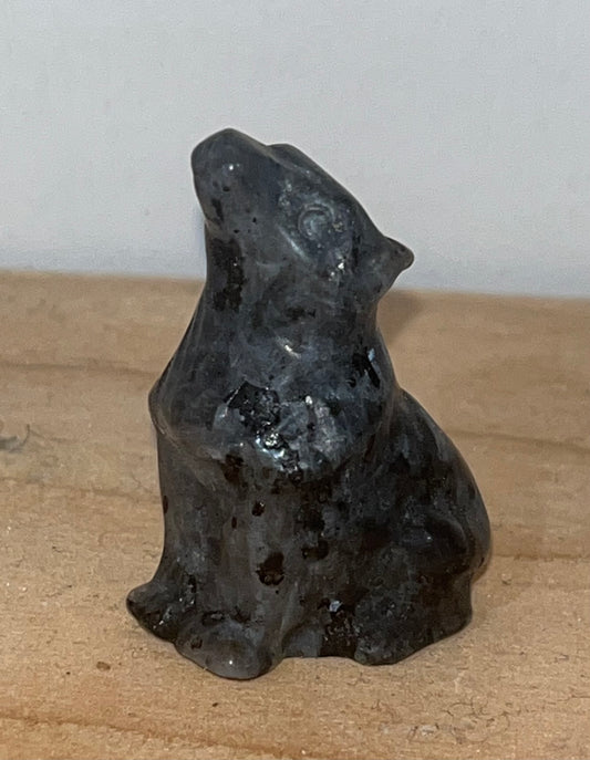 🐺 Larvikite Wolf – Protection, Grounding & Psychic Clarity