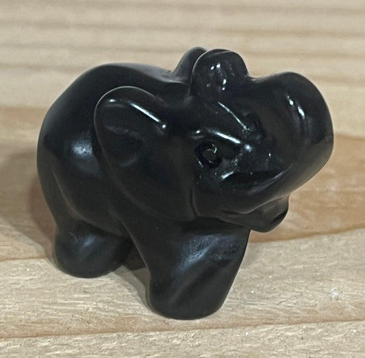 Black Obsidian Elephant Carving – Grounding & Protection