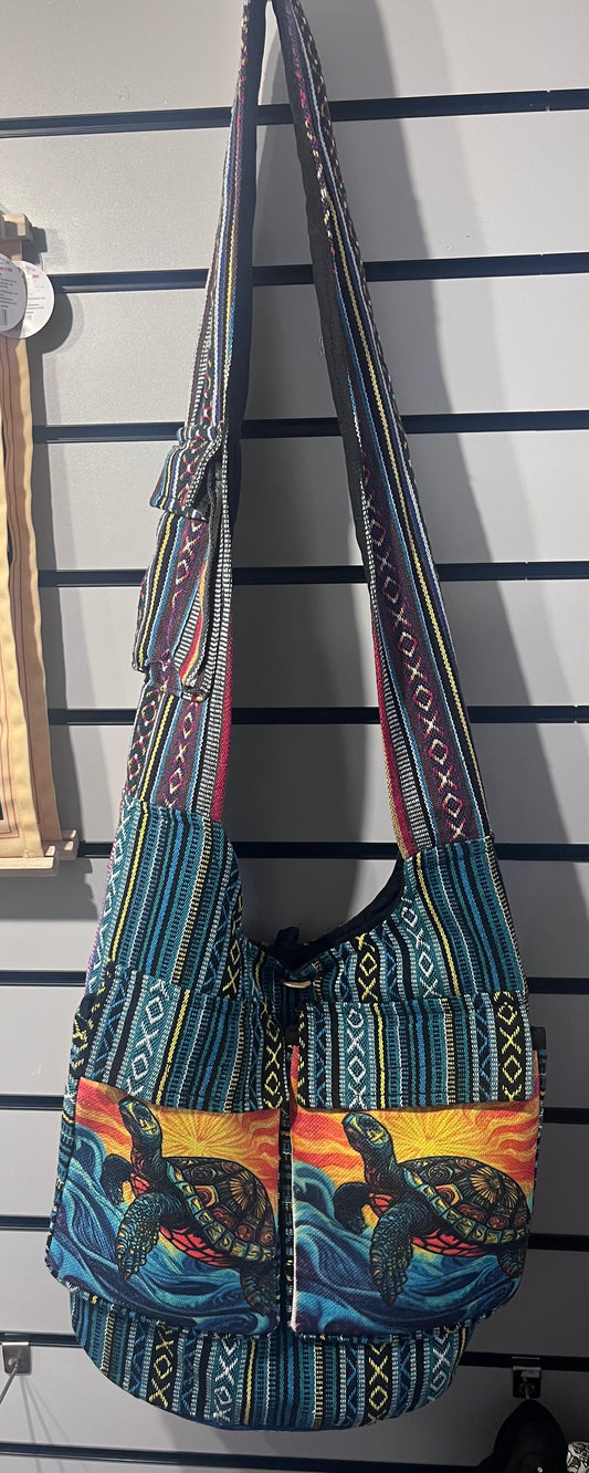 🐢 Handmade Hemp Turtle Shoulder Bag | Nepalese Boho Bag